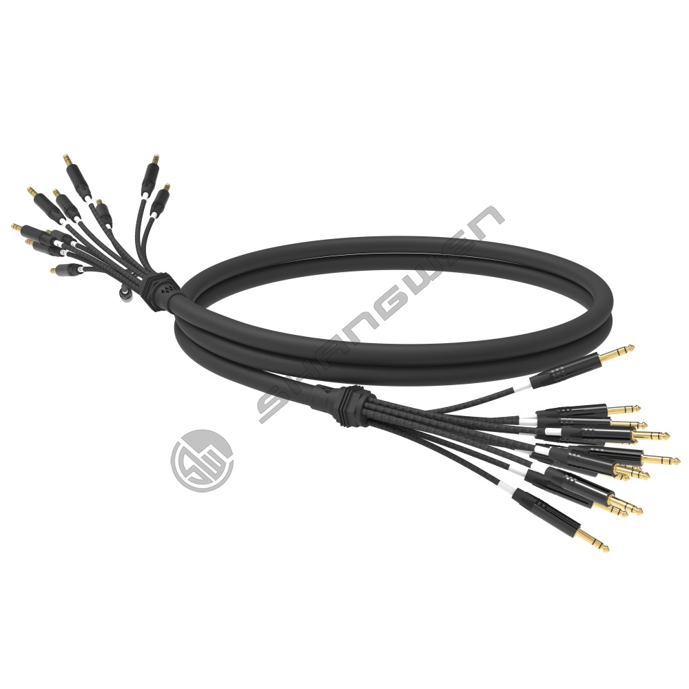 Multi channel audio cable with 4, 6, 8, 12, and 16 channels